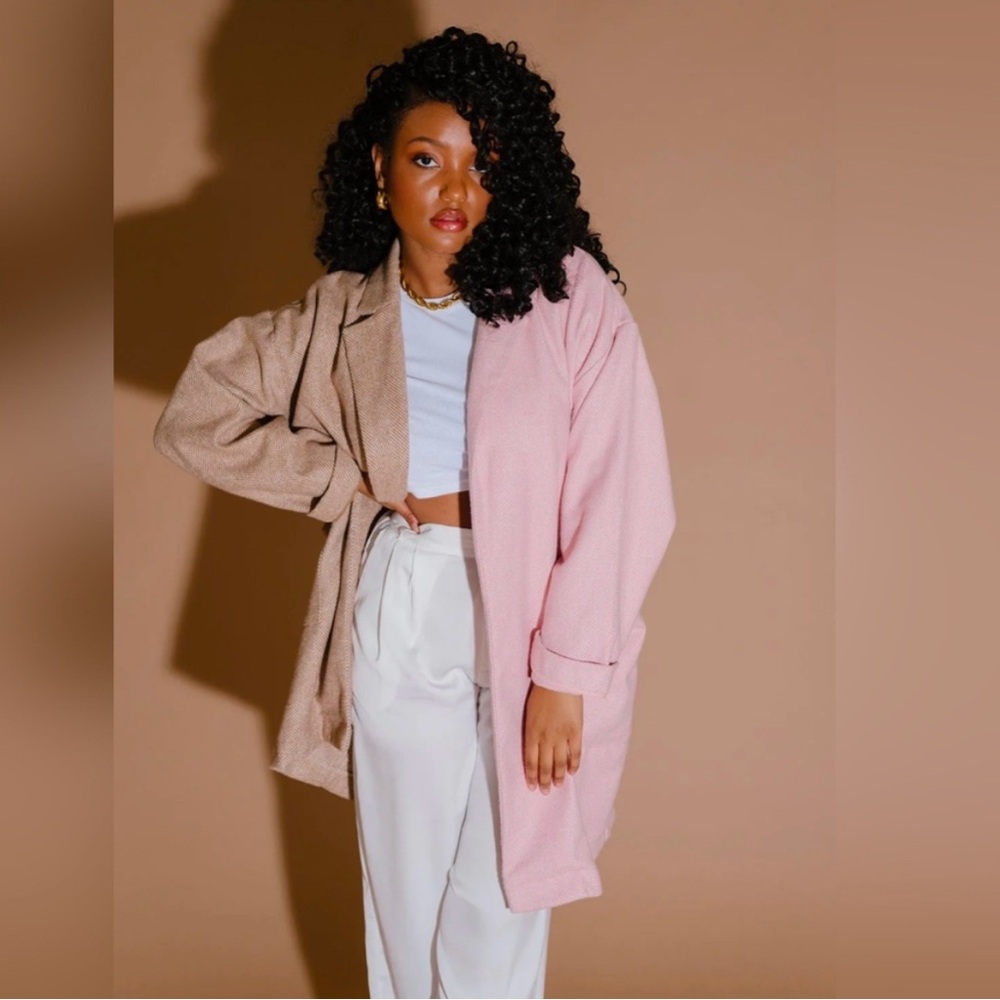 DIL NWT oversized Pink and Brown Women's coat